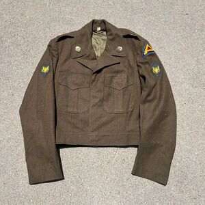 Vintage 1940s US Army Ike Jacket Wool Military Uniform Olive Drab Patch 36R
